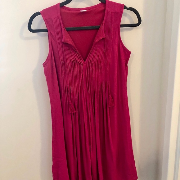 Hot Pink Sleeveless Pintuck Dress - Picture 1 of 3